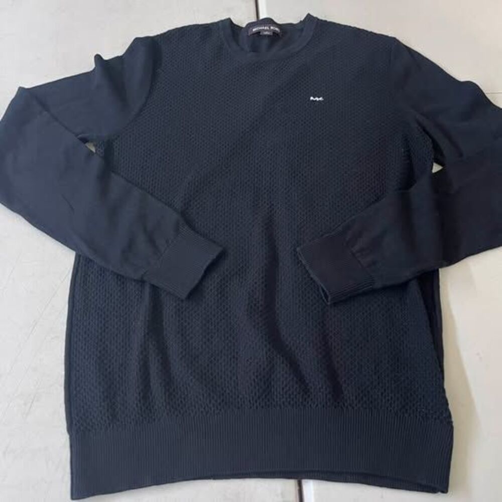 Michael Kors Men’s Black Textured Knit Crewneck Sweater MK Size Small